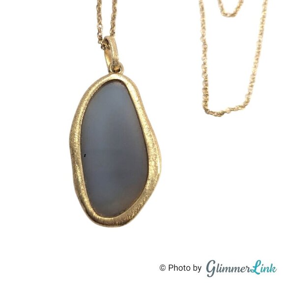 Marcia Moran Long Gold Plated Druzy Pendant Necklace - Picture 7 of 12